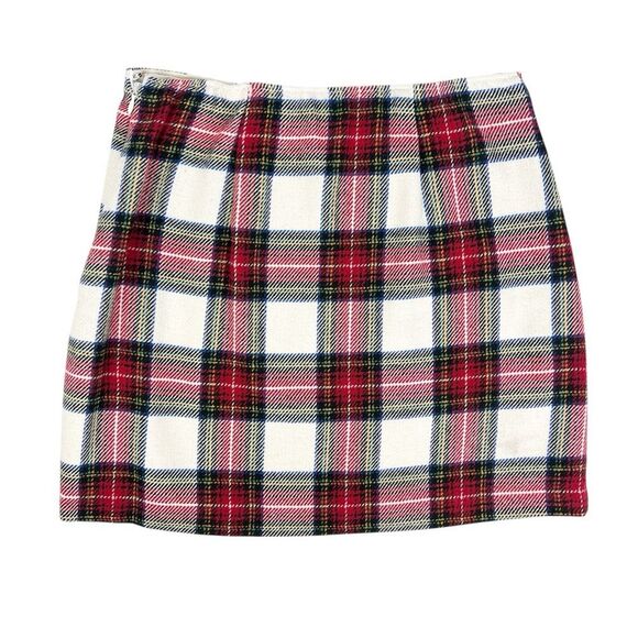 Abercrombie White Red Tartan Plaid Mini Skirt Size Small - Picture 2 of 6